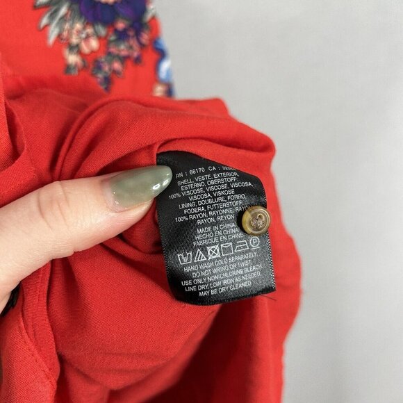 Maeve Anthro Womens Dress 6 Red Caldwell Buttondown Midi Cottagecore Prairie - Picture 12 of 13